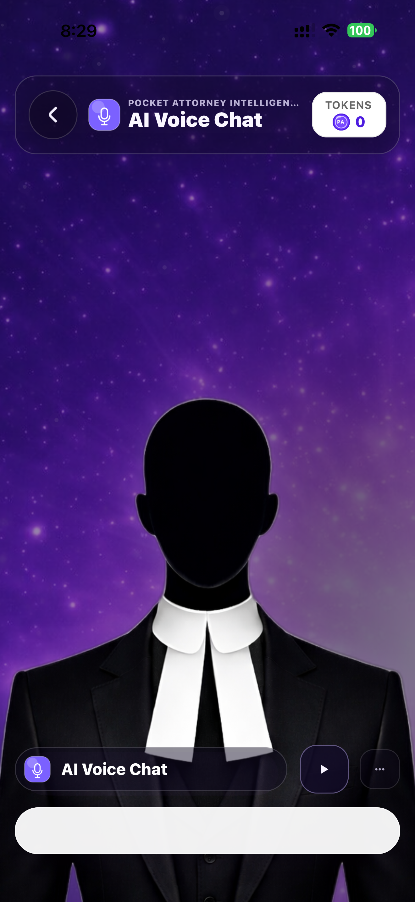 Pocket Attorney AI Voice Chat screen